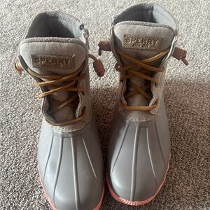 Sperry Gray and Tan Duck Boots